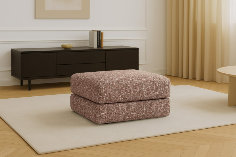 Pouf convertible et modulable - Tissu tweed Rouge