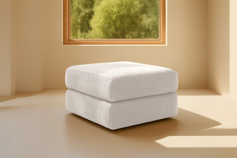 Pouf convertible et modulable - Velours côtelé Blanc