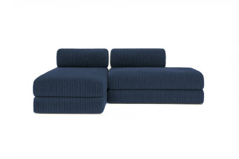 Canapé d'angle 5 places - 2 modules convertibles : Canapé 2 places + Méridienne - Velours côtelé XL Bleu