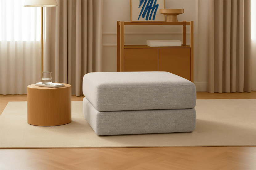 Pouf convertible et modulable - Tissu lisse Gris clair