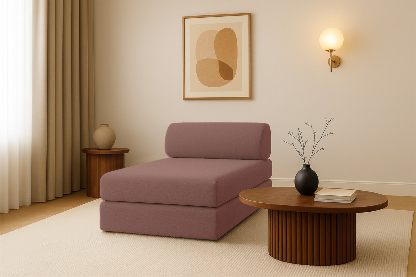 Méridienne convertible et modulable - Tissu lisse Terracotta