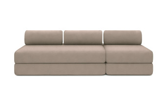 Canapé 4 places - 2 modules convertibles : Canapé 3 places + Fauteuil - Tissu lisse Taupe