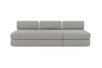 Canapé 4 places - 2 modules convertibles : Canapé 3 places + Fauteuil - Velours côtelé XL Gris clair