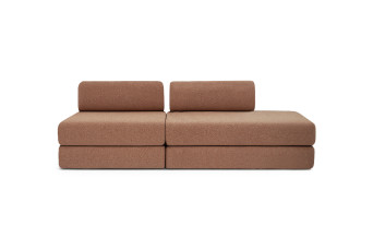 Canapé 3 places - 2 modules convertibles : Canapé 2 places + Fauteuil - Tissu tweed Rouge