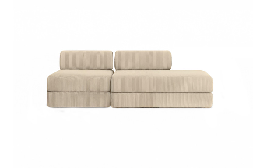 Canapé 3 places - 2 modules convertibles : Canapé 2 places + Fauteuil - Velours côtelé Beige