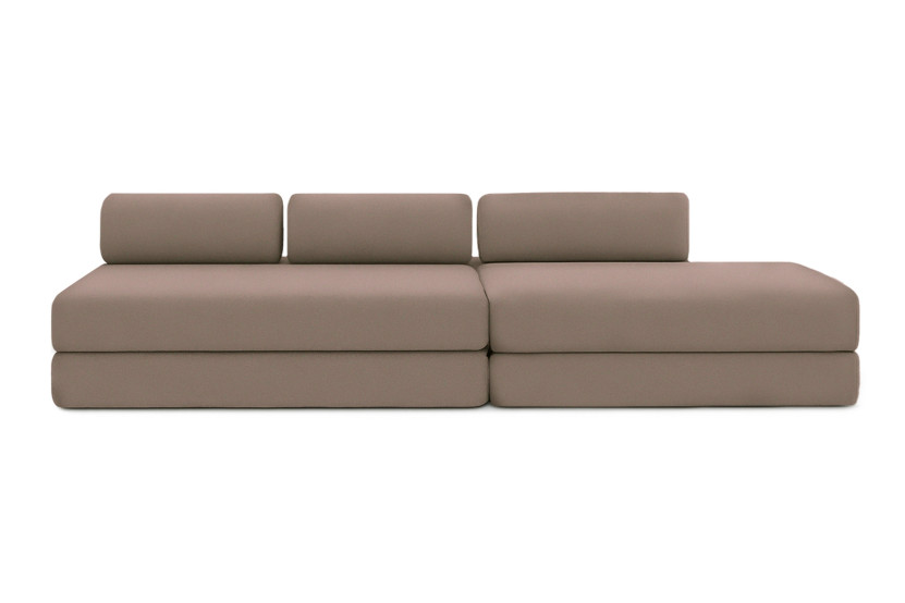 Canapé 5 places - 2 modules convertibles : Canapé 3 places + Canapé 2 places - Tissu lisse Marron