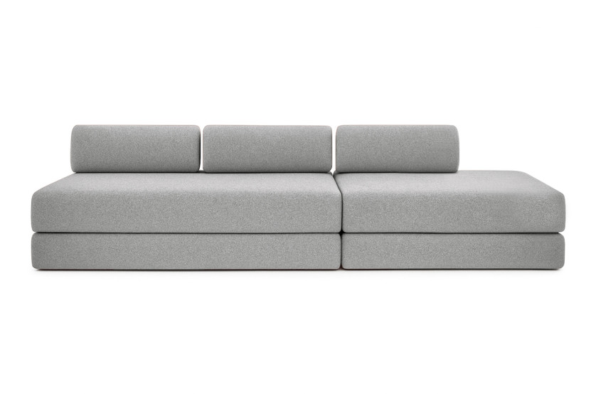 Canapé 5 places - 2 modules convertibles : Canapé 3 places + Canapé 2 places - Tissu tweed Gris