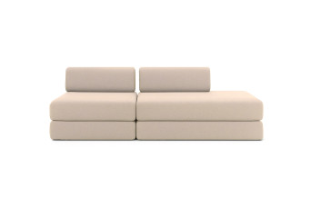 Canapé 3 places - 2 modules convertibles : Canapé 2 places + Fauteuil - Tissu lisse Beige