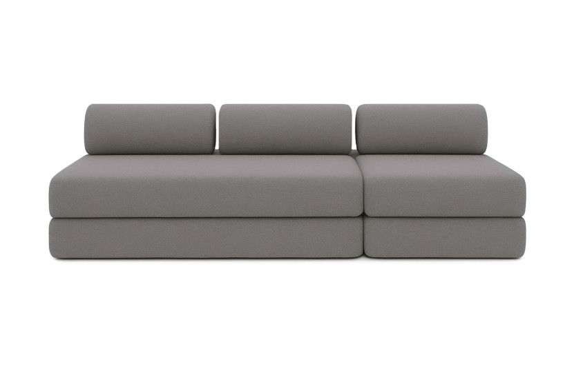 Canapé 4 places - 2 modules convertibles : Canapé 3 places + Fauteuil - Tissu lisse Gris