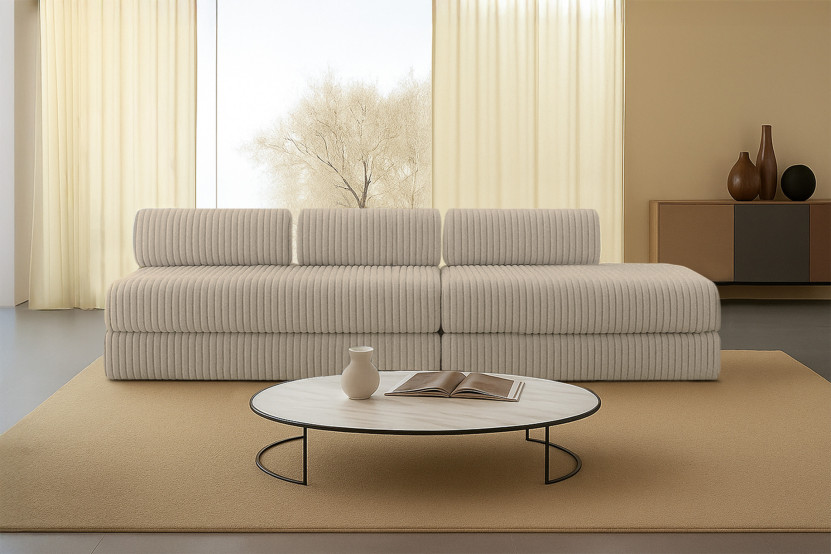 Canapé 5 places - 2 modules convertibles : Canapé 3 places + Canapé 2 places - Velours côtelé XL Taupe