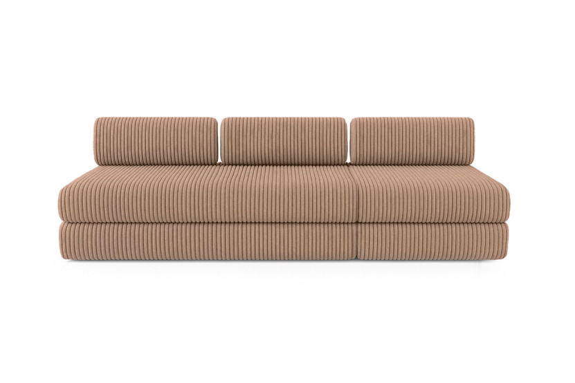 Canapé 4 places - 2 modules convertibles : Canapé 3 places + Fauteuil - Velours côtelé XL Marron