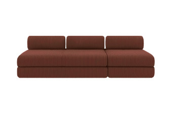 Canapé 4 places - 2 modules convertibles : Canapé 3 places + Fauteuil - Velours côtelé XL Terracotta