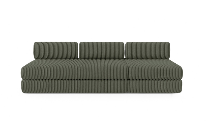 Canapé 4 places - 2 modules convertibles : Canapé 3 places + Fauteuil - Velours côtelé XL Vert