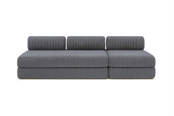 Canapé 4 places - 2 modules convertibles : Canapé 3 places + Fauteuil - Velours côtelé Gris