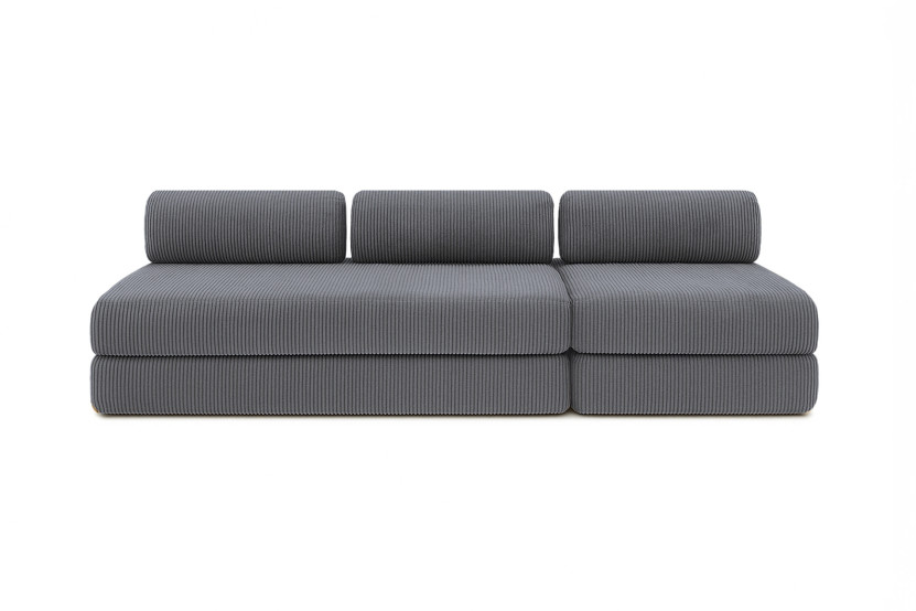 Canapé 4 places - 2 modules convertibles : Canapé 3 places + Fauteuil - Velours côtelé Gris