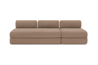 Canapé 4 places - 2 modules convertibles : Canapé 3 places + Fauteuil - Velours côtelé Taupe