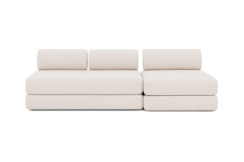 Canapé 4 places - 2 modules convertibles : Canapé 3 places + Fauteuil - Tissu extérieur Beige clair