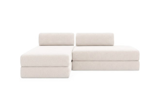 Canapé d'angle 5 places - 2 modules convertibles : Canapé 2 places + Méridienne - Tissu extérieur Beige clair