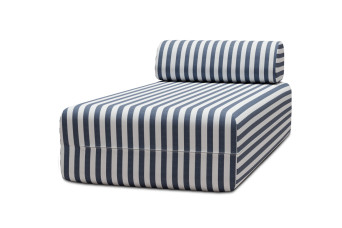 Méridienne modulable - Tissu extérieur à rayures, blanc et bleu foncé