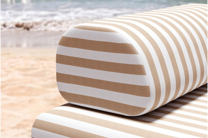 Fauteuil modulable - Tissu extérieur à rayures, blanc et marron