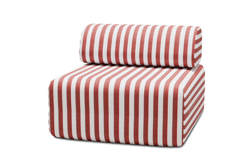 Fauteuil modulable - Tissu extérieur à rayures, blanc et rouge