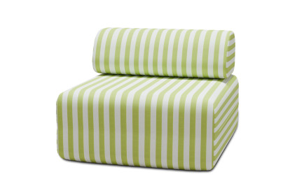 Fauteuil modulable - Tissu extérieur à rayures, blanc et vert anis