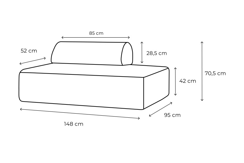 Canapé 2 places modulable - Tissu extérieur à rayures, blanc et marron