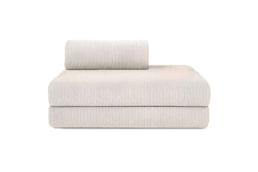 Housse Canapé droit convertible - 2 places - Tissu velours côtelé blanc