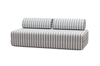 Canapé 3 places modulable - Tissu extérieur à rayures, blanc et gris