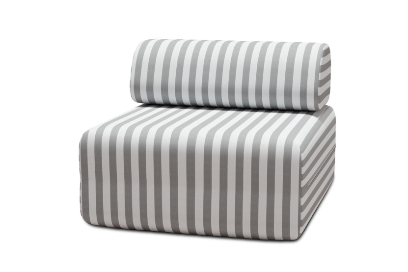Fauteuil modulable - Tissu extérieur à rayures, blanc et gris