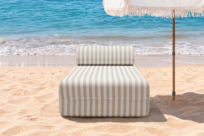 Méridienne modulable - Tissu extérieur à rayures, blanc et beige