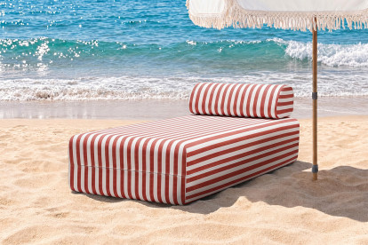 Méridienne modulable - Tissu extérieur à rayures, blanc et rouge