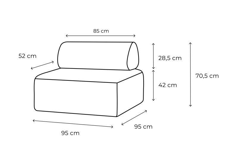 Fauteuil modulable - Tissu extérieur à rayures, blanc et bleu foncé