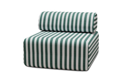 Fauteuil modulable - Tissu extérieur à rayures, blanc et vert foncé