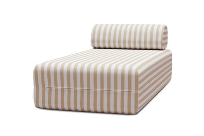 Housse Méridienne - Tissu imperméable à rayures, blanc et beige