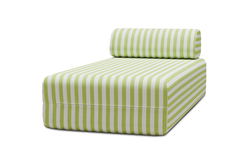 Méridienne modulable - Tissu extérieur à rayures, blanc et vert anis