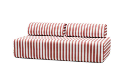 Housse Canapé droit - 3 places - Tissu imperméable à rayures, blanc et rouge
