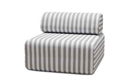 Housse Fauteuil - Tissu imperméable à rayures, blanc et gris
