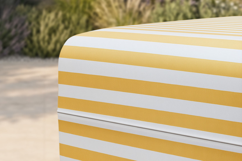 Pouf modulable - Tissu extérieur à rayures, blanc et jaune