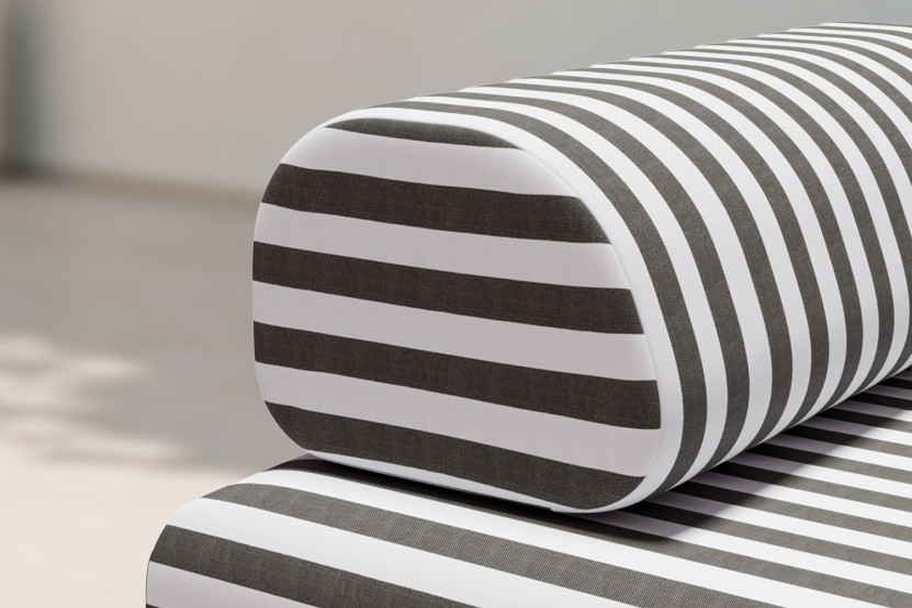 Fauteuil modulable - Tissu extérieur à rayures, blanc et gris anthracite