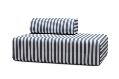 Canapé 2 places modulable - Tissu extérieur à rayures, blanc et bleu foncé