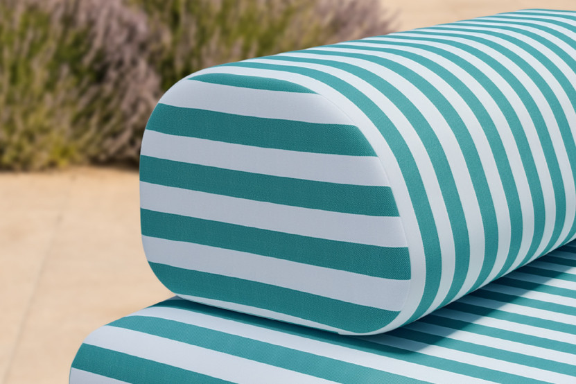 Méridienne modulable - Tissu extérieur à rayures, blanc et bleu turquoise
