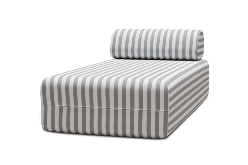 Housse Méridienne - Tissu imperméable à rayures, blanc et gris