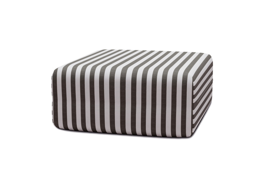 Pouf modulable - Tissu extérieur à rayures, blanc et gris anthracite