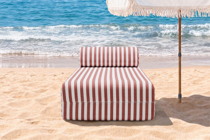 Méridienne modulable - Tissu extérieur à rayures, blanc et rouge