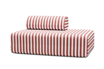 Canapé 2 places modulable - Tissu extérieur à rayures, blanc et rouge