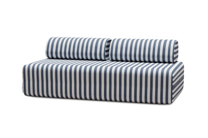 Housse Canapé droit - 3 places - Tissu imperméable à rayures, blanc et bleu foncé