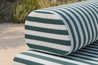 Fauteuil modulable - Tissu extérieur à rayures, blanc et vert foncé