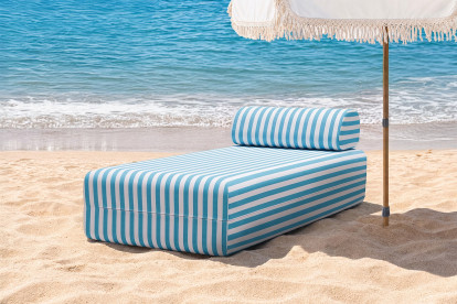 Méridienne modulable - Tissu extérieur à rayures, blanc et bleu