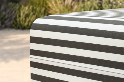 Pouf modulable - Tissu extérieur à rayures, blanc et gris anthracite